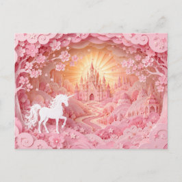 Tarjeta Postal del Castillo Rosa Unicornio