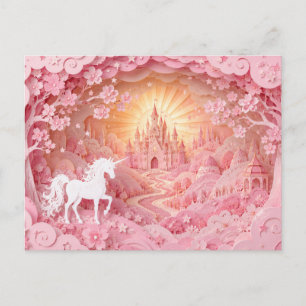 Tarjeta Postal del Castillo Rosa Unicornio