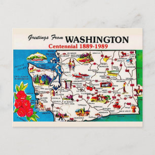 Tarjeta postal del centenario del estado de Washin