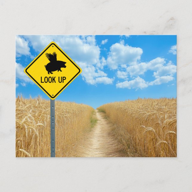 Tarjeta postal del cerdo volador (Anverso)