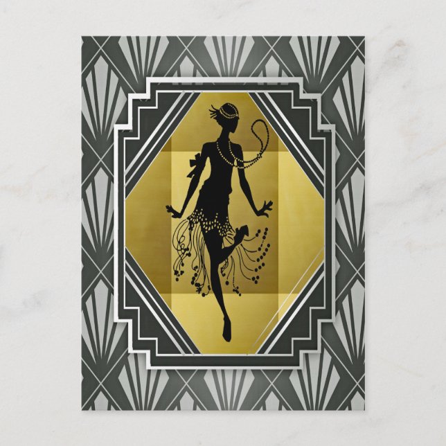 tarjeta postal del chica de flapper (Anverso)