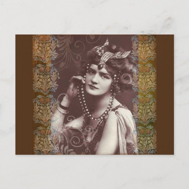 tarjeta postal del chica de flapper (Anverso)