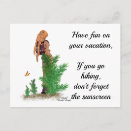 Tarjeta postal del Chica de pinup de la mochila Re