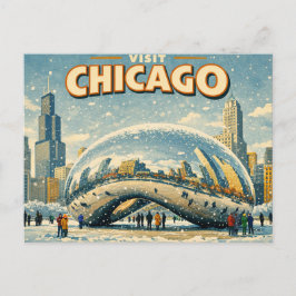 Tarjeta postal del Chicago Bean en invierno