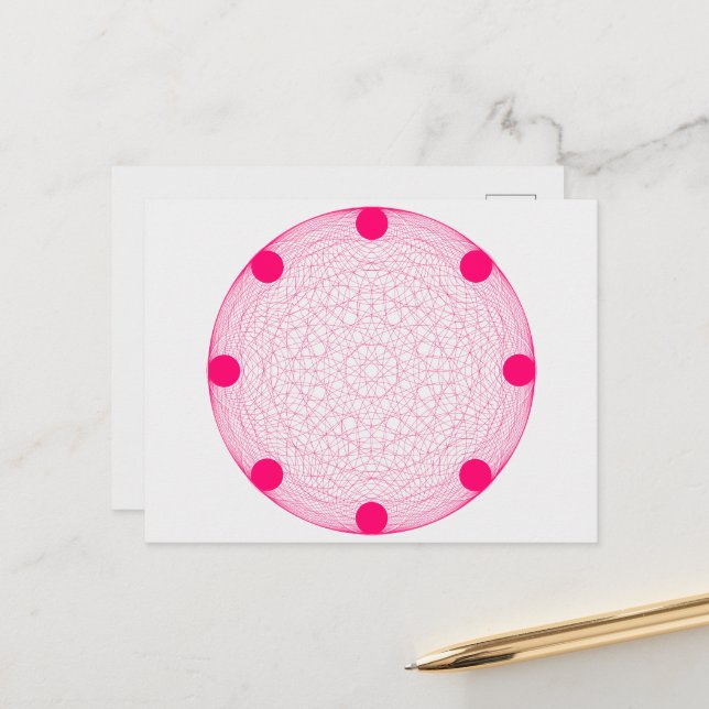 Tarjeta Postal del Círculo Sagrado Rosa Neon – Per (Anverso/Reverso In Situ)
