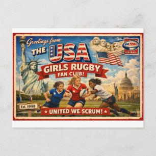 Tarjeta Postal del Club de Fans del Equipo de Rugb