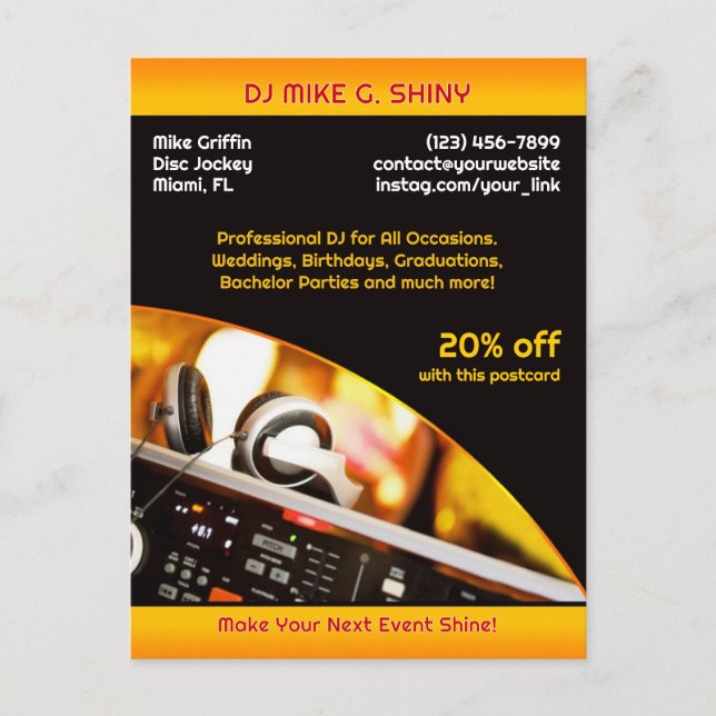 Tarjeta postal del Club de Música DJ (Anverso)