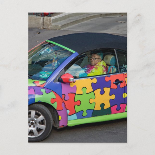 TARJETA POSTAL DEL COCHE DE LA PUZZLE BUG (Anverso)
