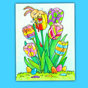 Tarjeta postal del conejo de Pascua de primavera l