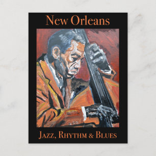 Tarjeta postal del contrabajista de Nueva Orleans