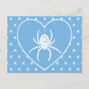 Tarjeta postal del corazón de araña azul