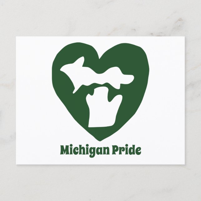 Tarjeta postal del corazón de orgullo de Michigan (Anverso)