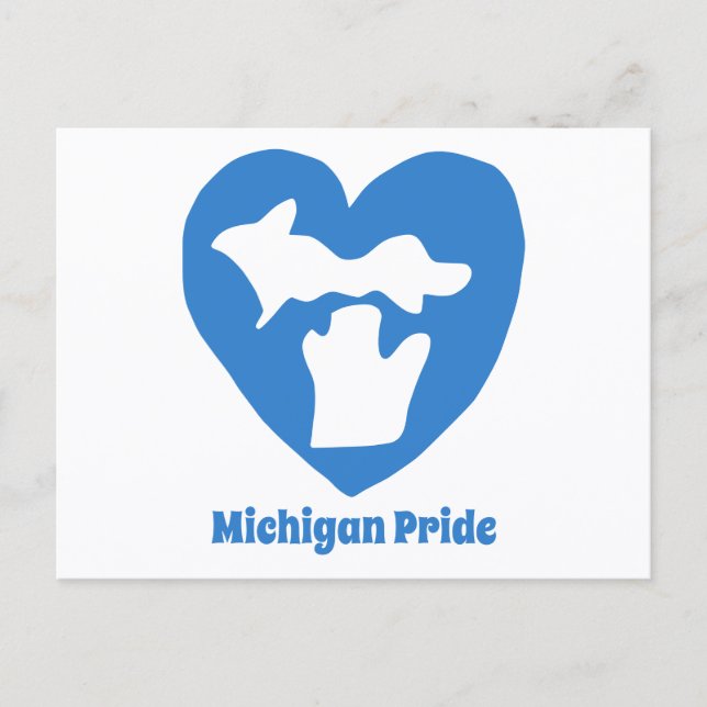Tarjeta postal del corazón de orgullo de Michigan (Anverso)