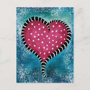 Tarjeta postal del corazón Rosa Azul Negro Bonito 