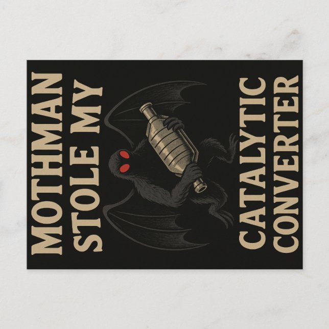 Tarjeta postal del críptido Mothman (Anverso)