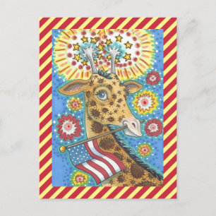 TARJETA POSTAL DEL CUARTO DE JULIO DE GIRAFFE Y FI