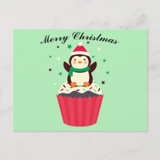 Tarjeta postal del Cupcake del Pingüino de Feliz N