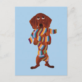Tarjeta postal del Dachshund enredado en una bufan
