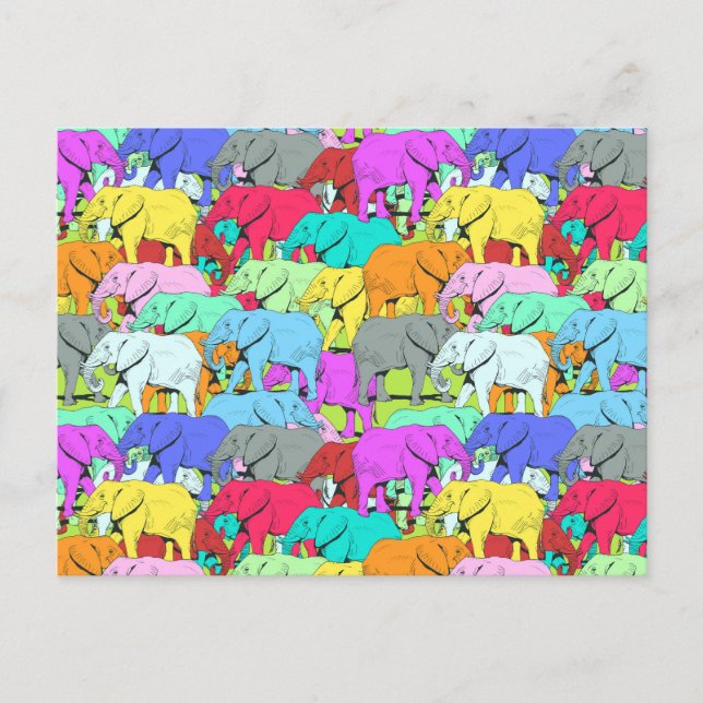 Tarjeta postal del desfile de los elefantes (Anverso)