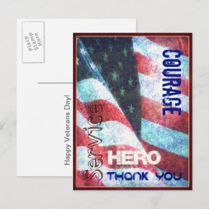 Tarjeta postal del día de los veteranos de Coraje-