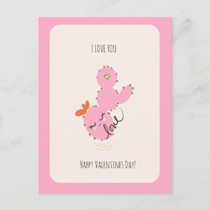 Tarjeta postal del Día de San Valentín con cactus 