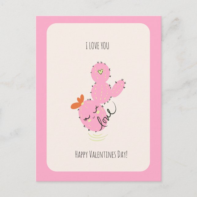 Tarjeta postal del Día de San Valentín con cactus  (Anverso)
