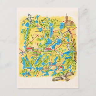 Tarjeta postal del distrito de lagos de Mecklembur