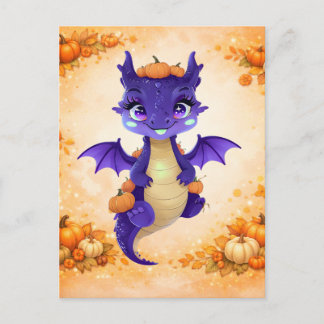 Tarjeta postal del dragón calabaza lindo