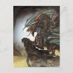 Tarjeta postal del dragón de 3 cabezas