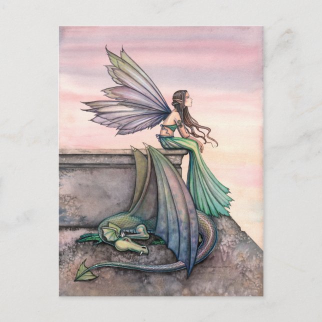 Tarjeta Postal del Dragón Hada del Crepúsculo Enca (Anverso)
