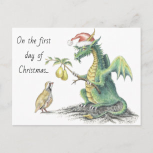 Tarjeta postal del dragón Partridge & Pear