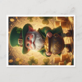 Tarjeta postal del duende caprichoso con olla de o