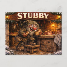 Tarjeta postal del duende islandés Stubby de Yule