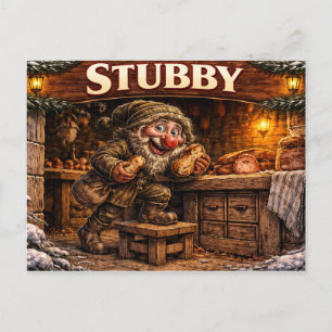 Tarjeta postal del duende islandés Stubby de Yule