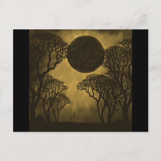 Tarjeta postal del eclipse del bosque oscuro de or (Anverso)