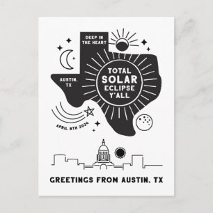 Tarjeta Postal del Eclipse Solar Total Austin Texa