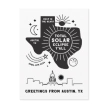 Tarjeta Postal del Eclipse Solar Total Austin Texa