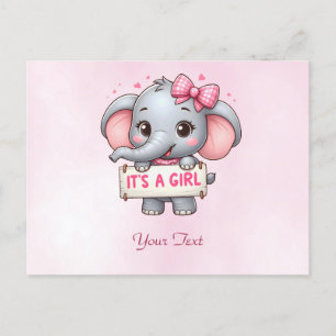 Tarjeta postal del elefante rosa