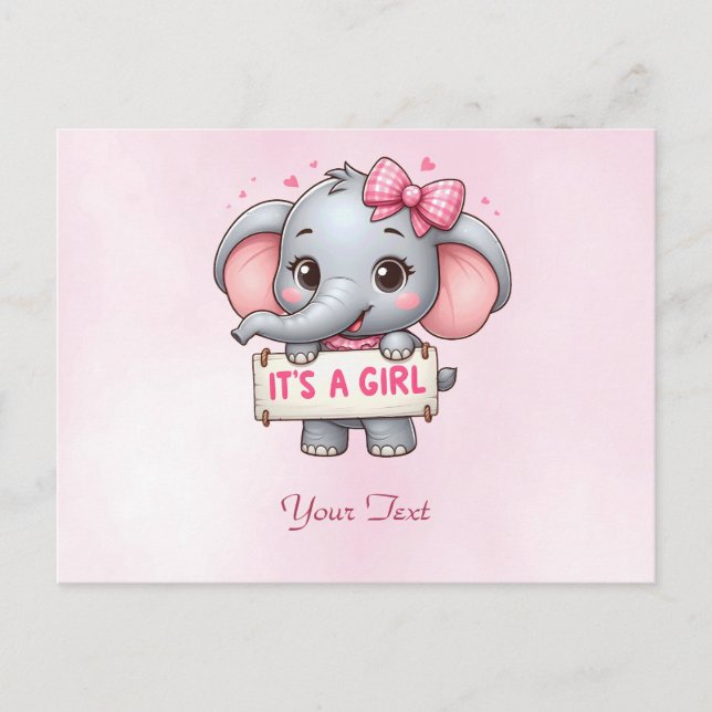 Tarjeta postal del elefante rosa (Anverso)
