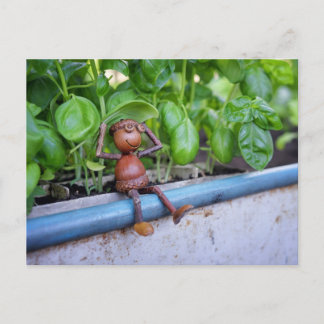 Tarjeta postal del Elfo de Bellota con Plantas de