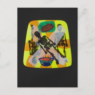 tarjeta postal del esqueleto de la hambruna