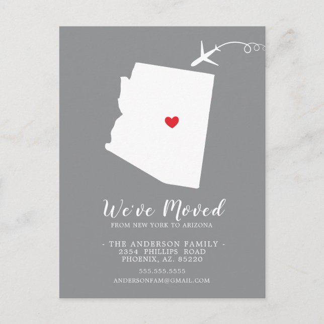 Tarjeta postal del estado de Invitación móvil Ariz (Anverso)