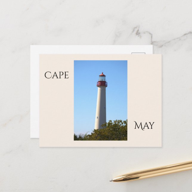 Tarjeta postal del faro de Cape May (Anverso/Reverso In Situ)