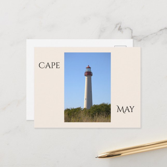 Tarjeta postal del faro de Cape May (Anverso/Reverso In Situ)