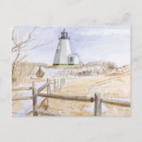 Tarjeta postal del faro de Plymouth