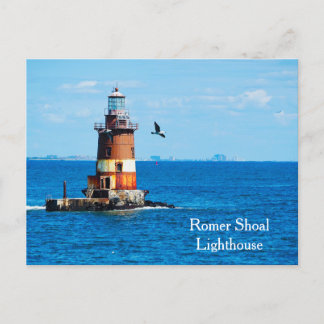 Tarjeta postal del faro de Romer Shoal, puerto de