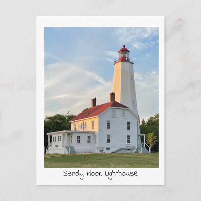 Tarjeta postal del faro de Sandy Hook (Anverso)