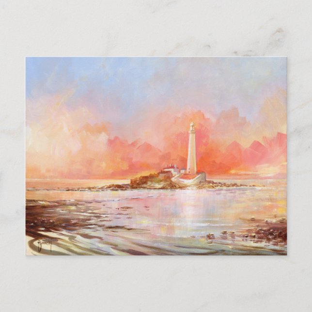 Tarjeta postal del faro de St Marys (Anverso)