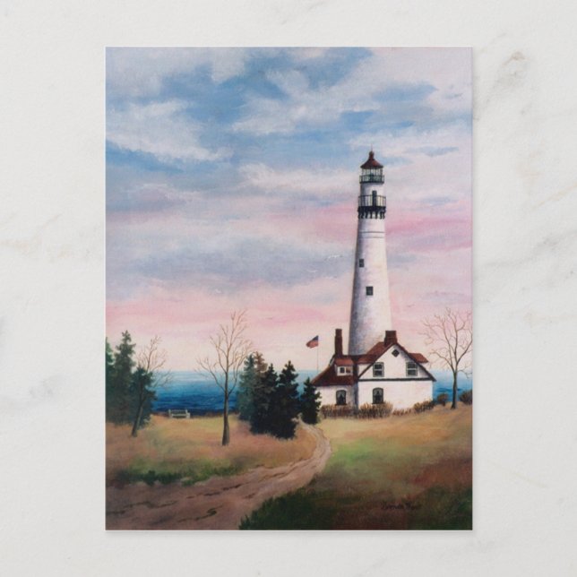 Tarjeta postal del faro de Wind Point (Anverso)