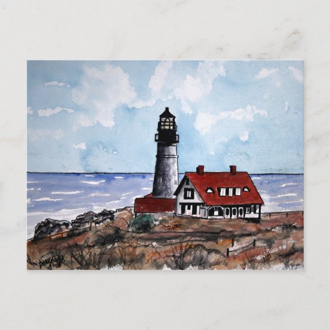 tarjeta postal del faro del faro de portland (Anverso)